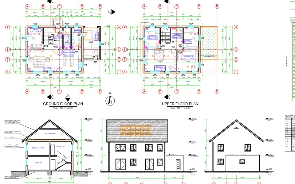 Drawing Sample house, general arrangement (DDC-Sample-House.dwg), from the SVG the converter writes