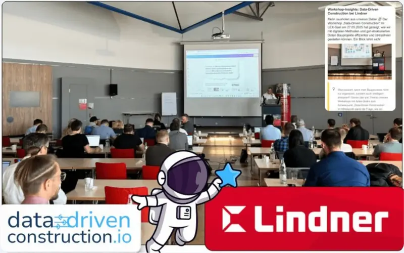 Lindner Group engineers in a lecture room during a data-driven construction workshop